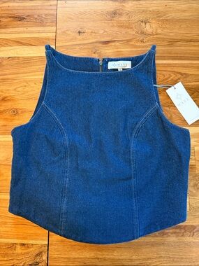 Wayf Dark Blue Denim Tank w/full zip back